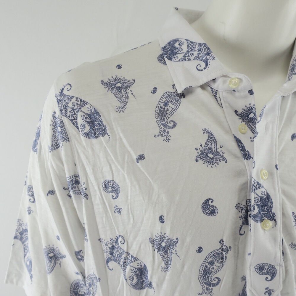 B Draddy Pima Cotton Golf Polo Shirt‎ Mens 2XL White Bandana Print - Picture 2 of 9